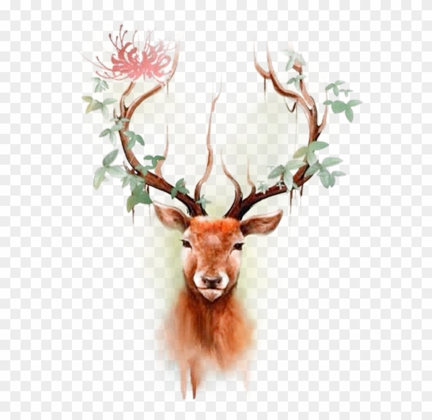 Elk Moose Tattoo Color Deer Head Reindeer Clipart - Tattoo Stag Antlers -  Free Transparent PNG Clipart Images Download