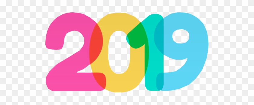 Happy New Year 2019 With Colorful Text - Graphic Design #1604071