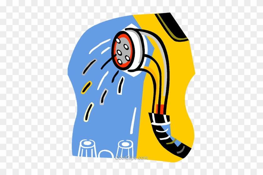 Shower Head Royalty Free Vector Clip Art Illustration - Prendre Une Douche Au Lieu D Un Bain #1604101