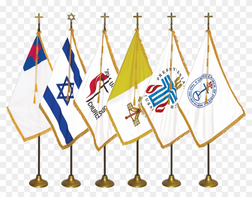 Indoor Religious Flag Sets - Presbyterian Flag W/ Gold Fringe & Pole Hem - 3x5 #247318