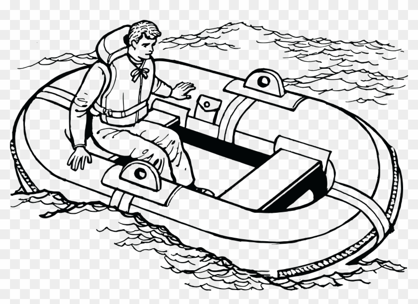 Free Clipart Of A Man In A Life Raft - Water Transportation Coloring Pages #247382