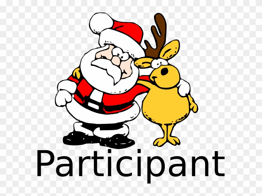Participant Honor Clip Art - Funny Santa And Reindeer Round Ornament #247548