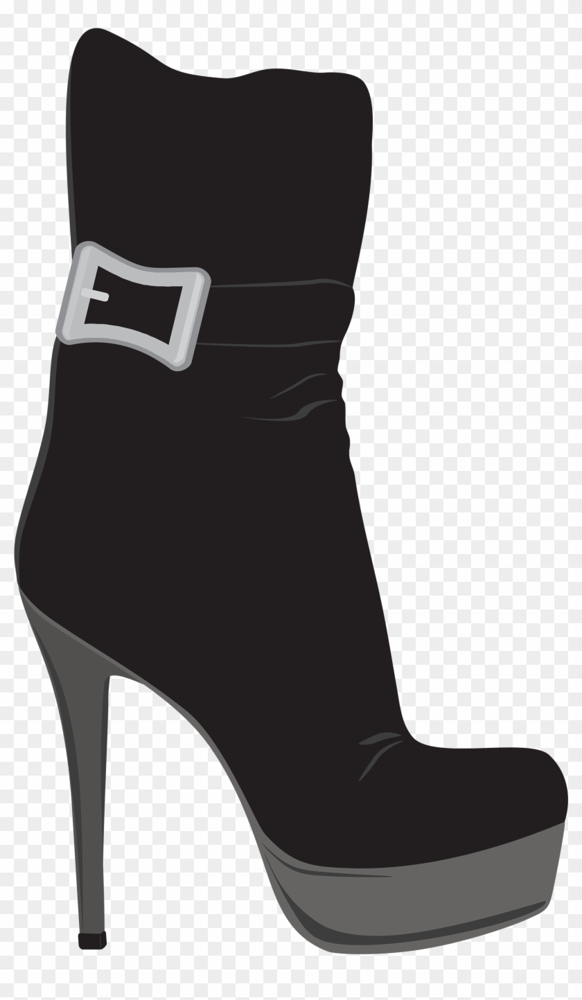 Black Female Boots Png Clipart - High Heel Boot Clipart #248139