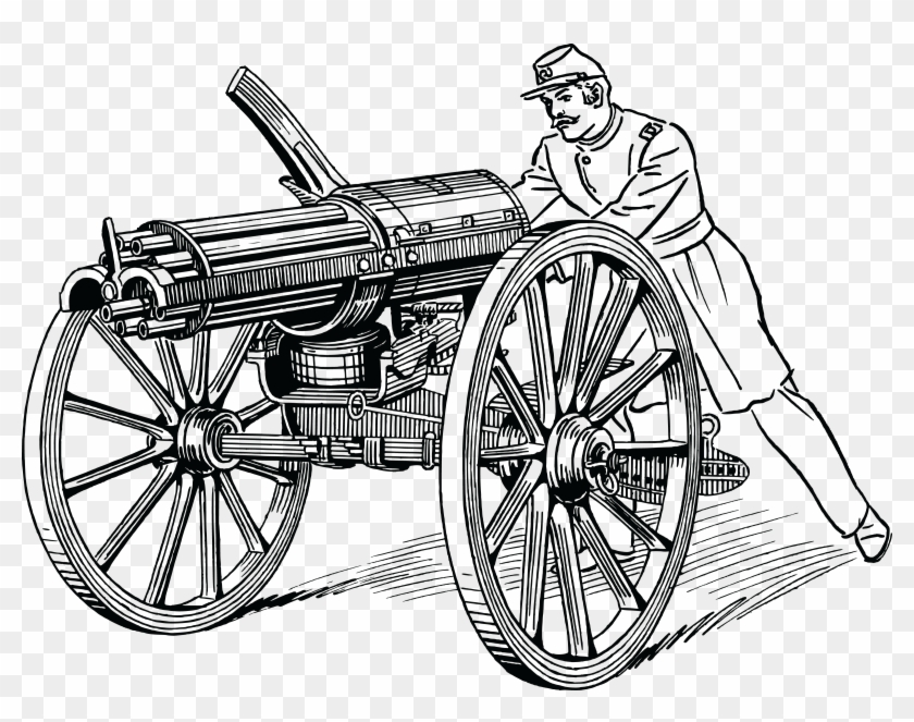 Free Clipart Of A Soldier Operating Artillery - Battle Of Batoche Gatling Gun #248148