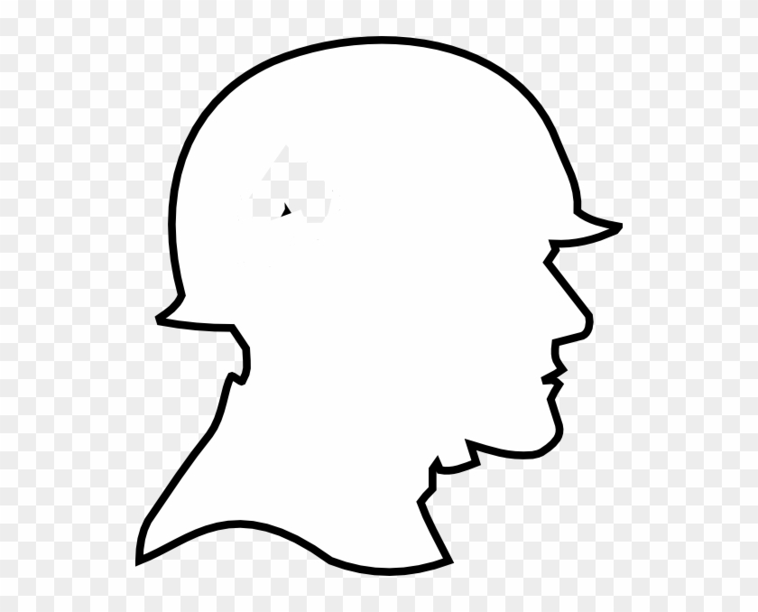 Soldier Outline Clip Art At Clker - Silhouette Of A Soldier's Head #248152