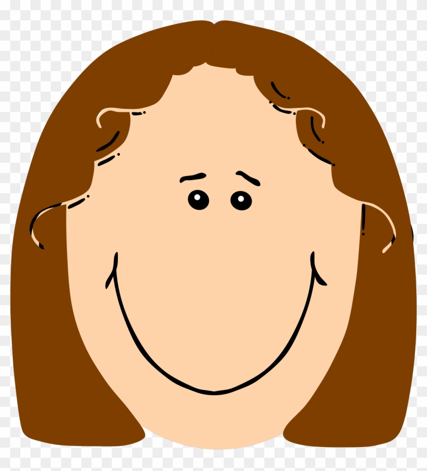 Clipart Girl Face With Brown Hair - Girl Face Cartoon #248608