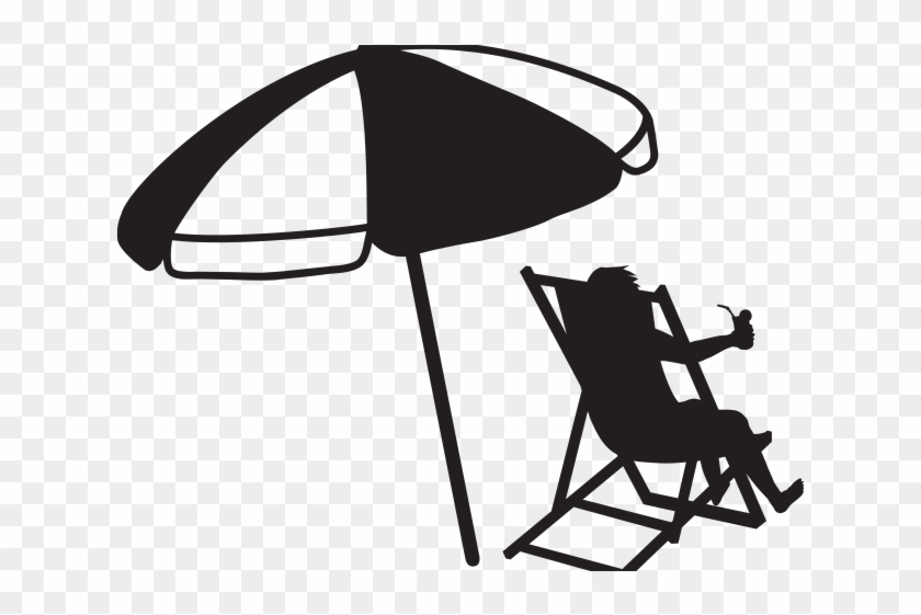 Black Vacation Cliparts - Beach Umbrella Black And White #249317