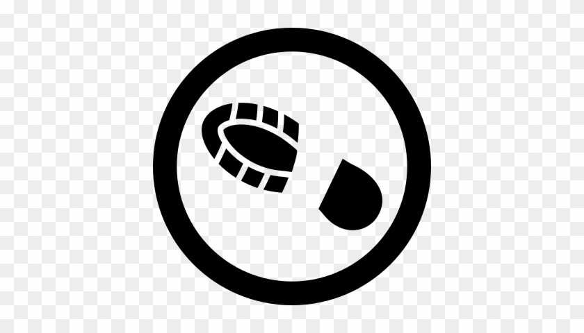 Human Shoe Footprint In A Circle Outline Vector - Portrait Of A Man #249337