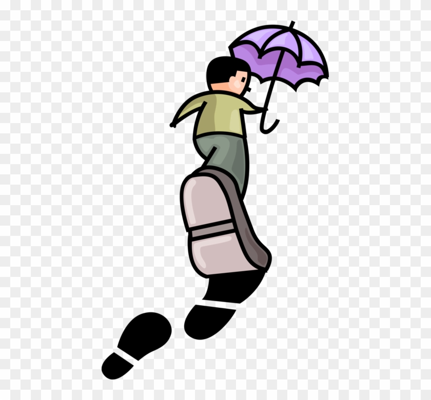 Vector Illustration Of Walking In Rain And Muddy Street - Cartoon #249426