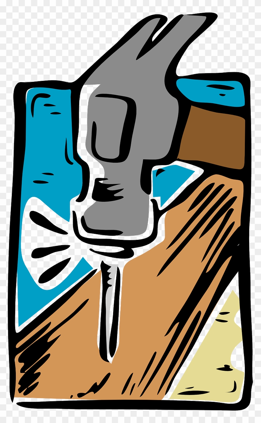 Hammer Nail Wood Plank - Hammer And Nail Clip Art #250759