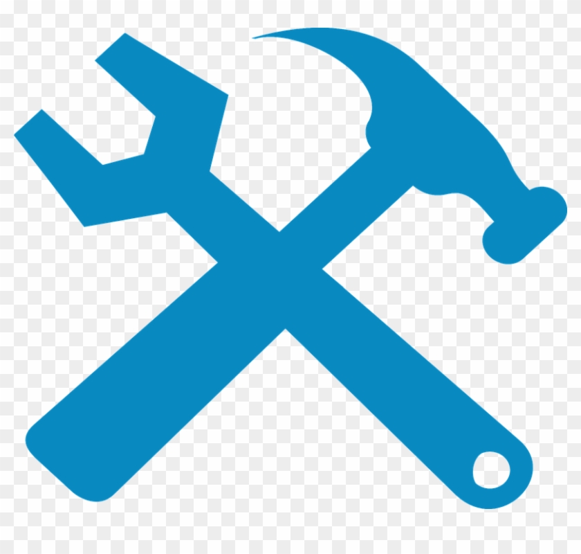 Tools Hammer Wrench Blue Silhouette Tools - Hammer And Spanner Symbol #250967