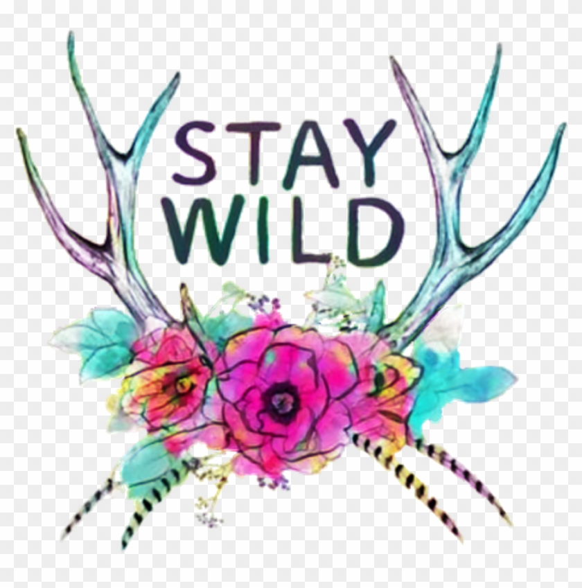 Antlers Floral Flowers Stickersfreetoedit - Stay Wild Stickers #1604465