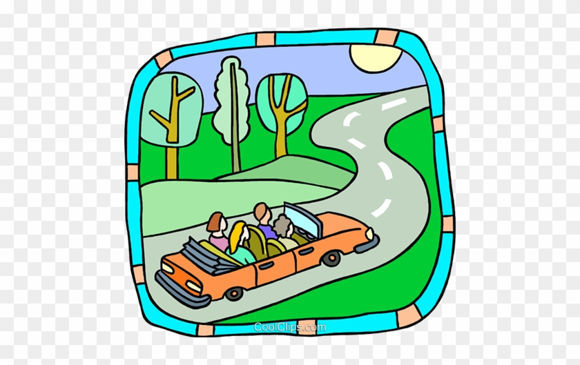Family Trip In Car Royalty Free Vector Clip Art Illustration - Family In A Car #1604628