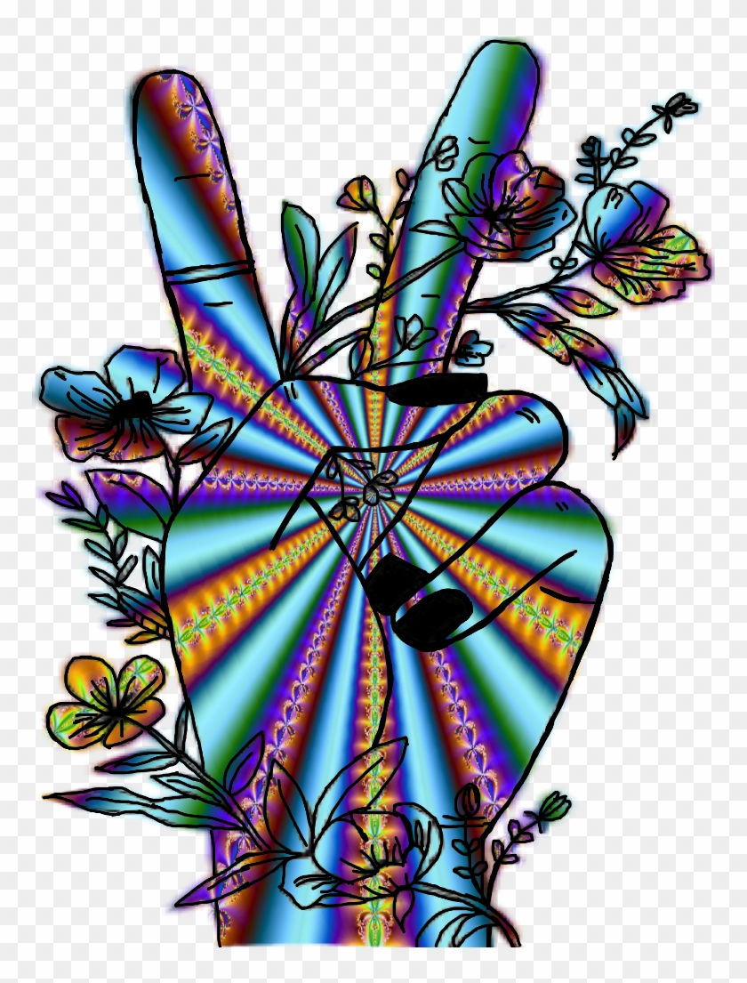 Peace Hippie Psychedelic Hand Transparent Background - Hippie