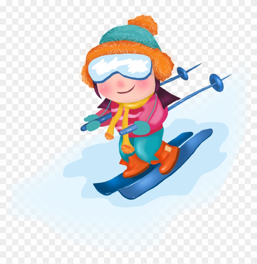 Winter Skiing Hd Hand Painted Png And Psd - Skiing #1606453