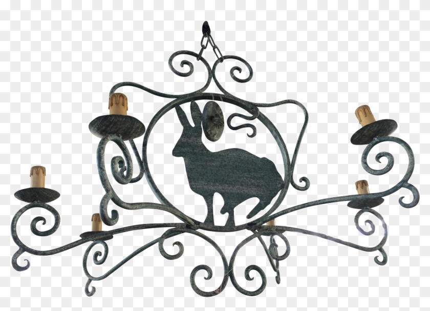 French Green Wrought Iron With Rabbit Chairish Ⓒ - Chandelier #1606509