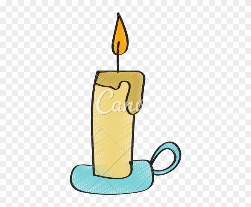Candle With Chandelier Burning Light - Candle Drawing Color #1606520