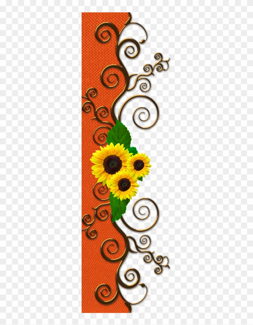 Borders * Cantoneiras * Cluster Sunflower Clipart, - Yellow Border Design Png #1606929