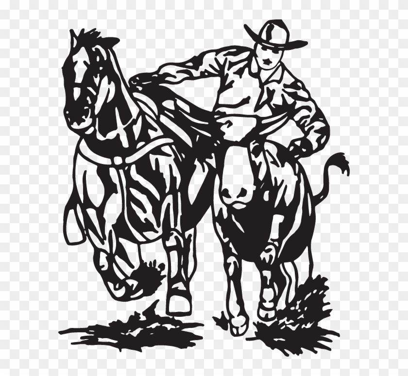 Clipart Library Bulldogging Sticker - Illustration #1607076