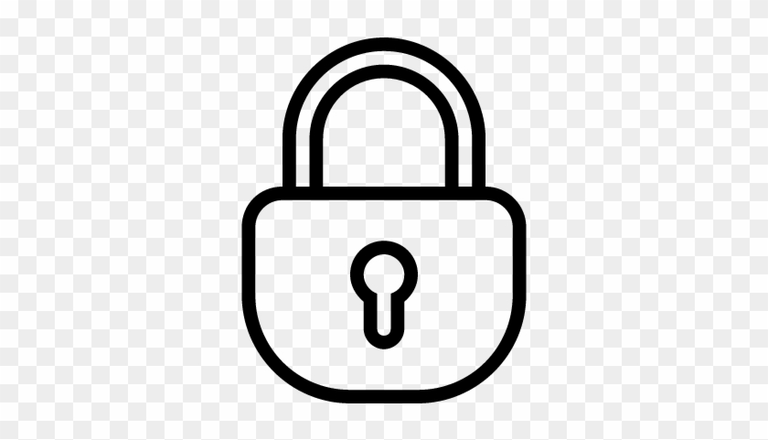 Locked Padlock Outline Security Symbol Vector - Clip Art Black And White Lock #1607179