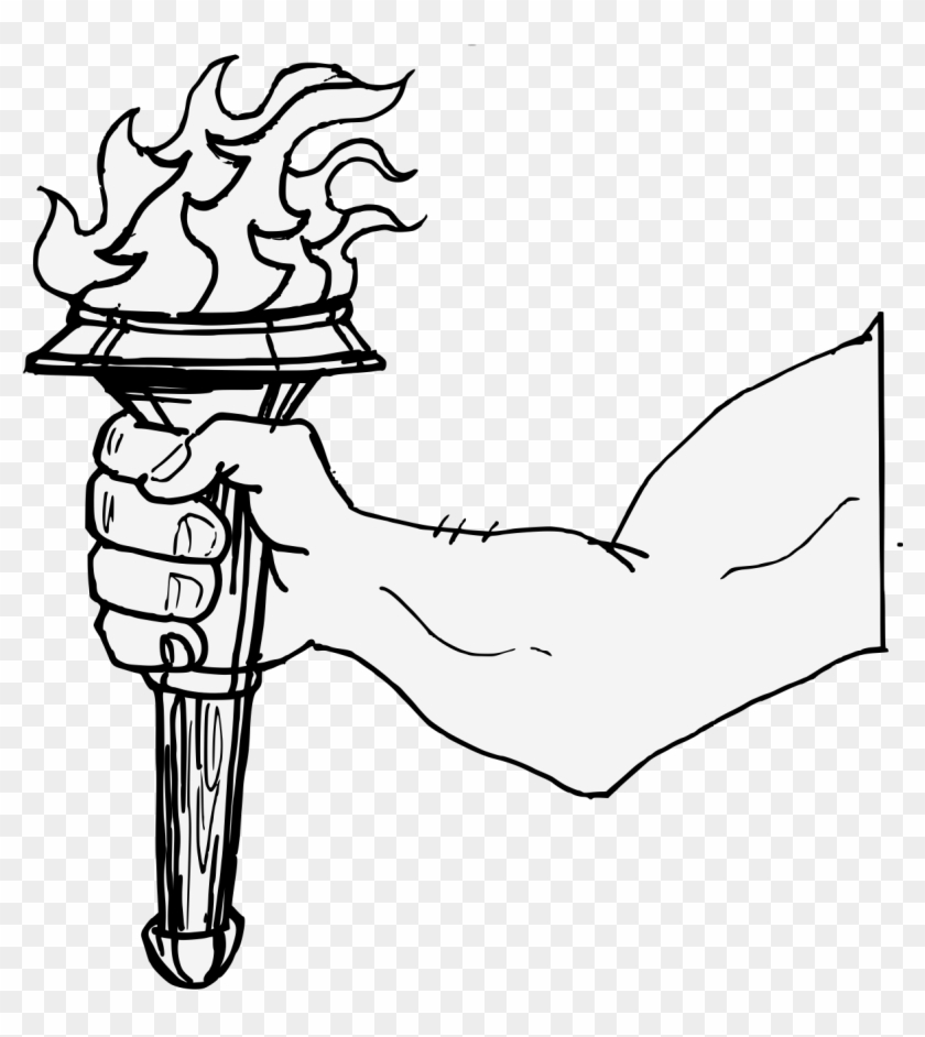 Arm Couped Maintaining A Torch - Line Art #1607699