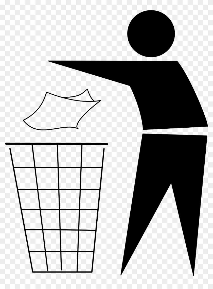 Garbage Clipart Black And White - Throw Trash In The Trash Can #1607716