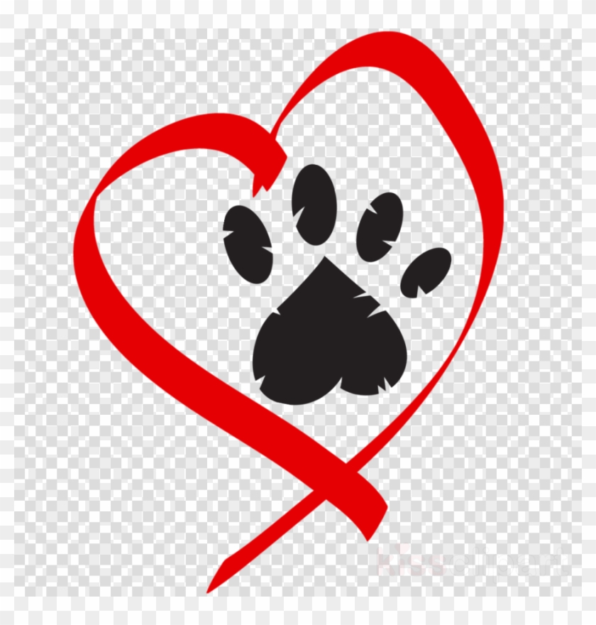 Paw Prints With Hearts Clipart Dog Puppy Clip Art - Paw Print Heart Clip Art #1607955