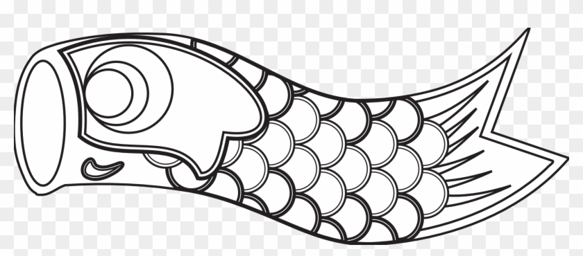 Wind Sock Fish Coloring Page - Koinobori Black And White #1608828