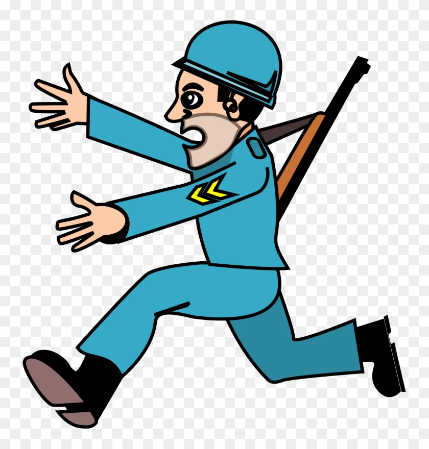 German Soldier Running Cartoon - Free Transparent PNG Clipart Images  Download