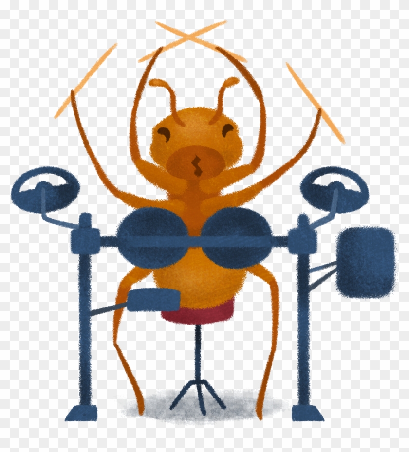 Clipart Cartoon Ant Art Source - Ant Man And The Wasp Drumming Ant #1610252