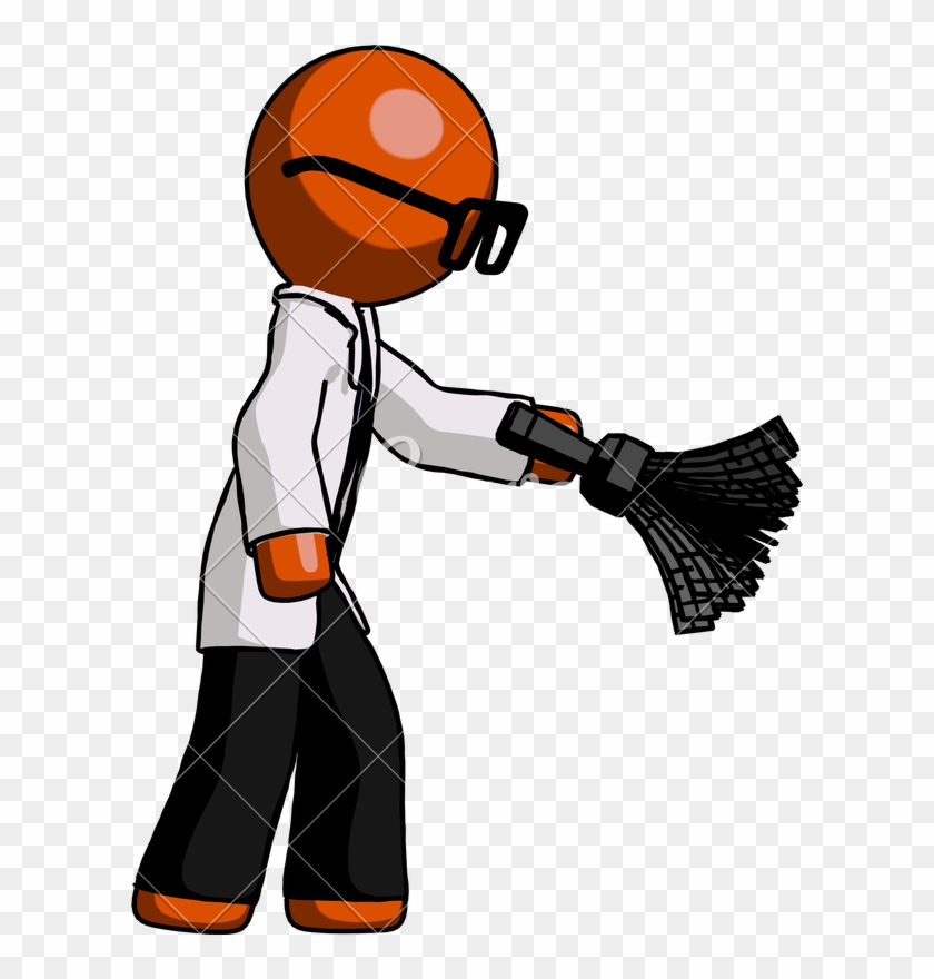 Doctor Scientist Man Dusting With Feather Duster Downward - Doctor Scientist Man Dusting With Feather Duster Downward #1611515