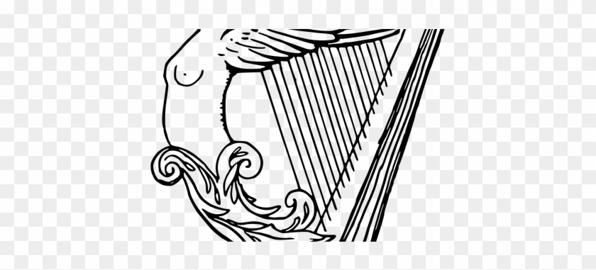 Harp Clipart Black And White - Drawing Of A Harp #1611655