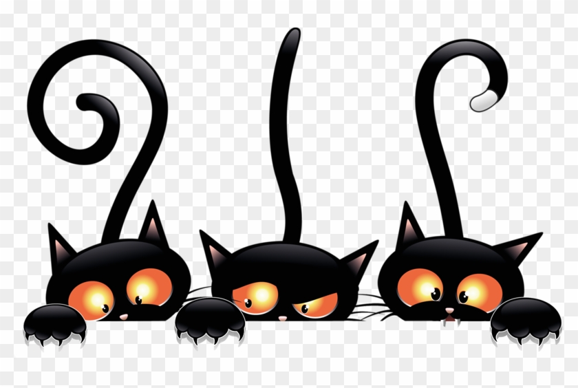 Bristling Black Cats - Black Halloween Cat Png #1611724