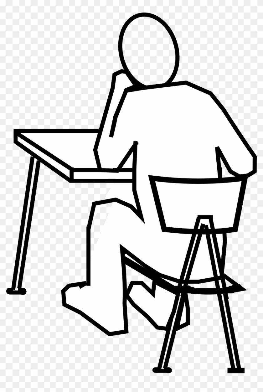 Student Desk Clip Art - Drawing Of Person Sitting #1611852