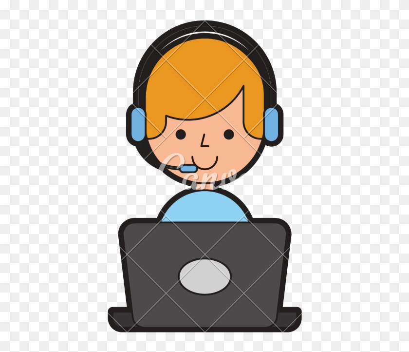 Call Center Agent With Laptop Avatar - Call Center Agent Cartoon #1612111
