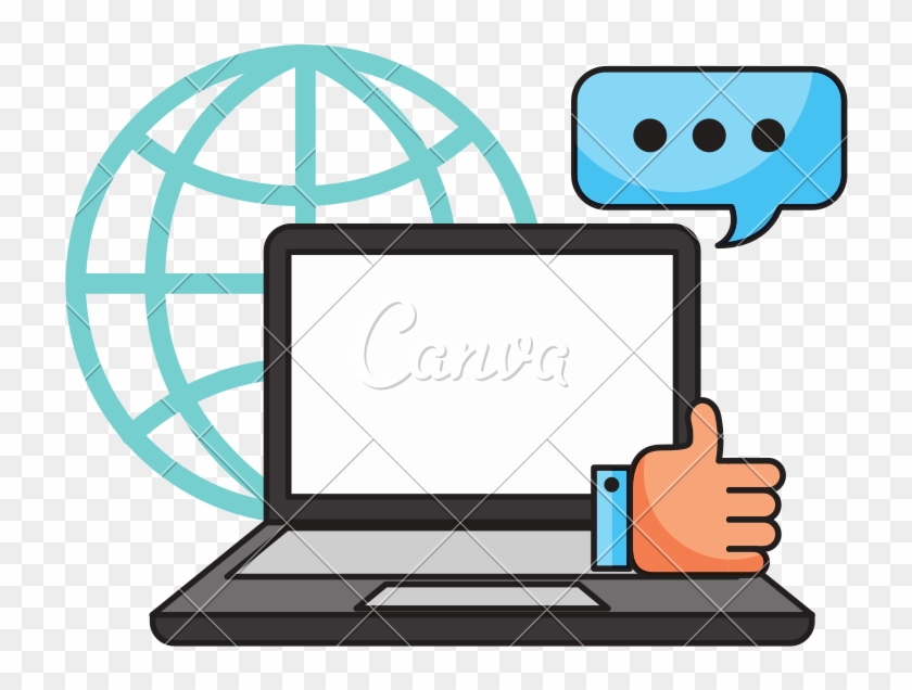 Laptop Speech Bubble Like World Call Center - Symbol Web Icon #1612141
