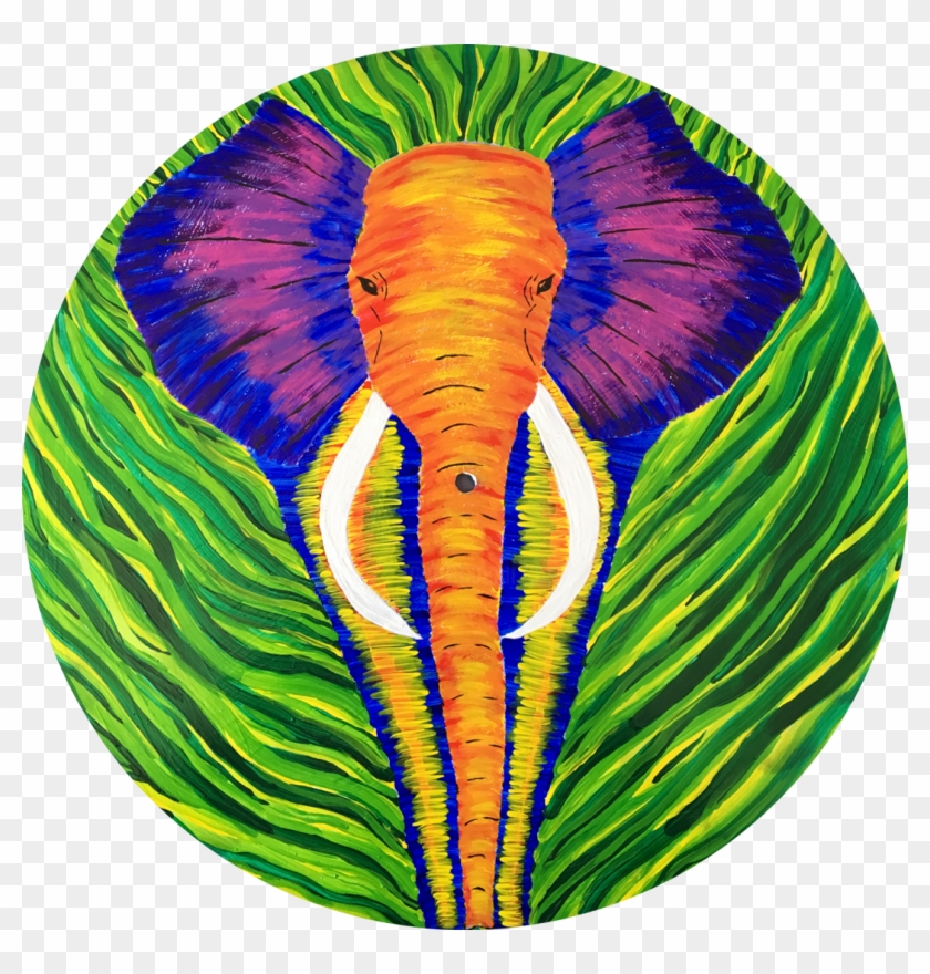 Rainforest Elephant Painting (30x30x0 - Illustration #1612995