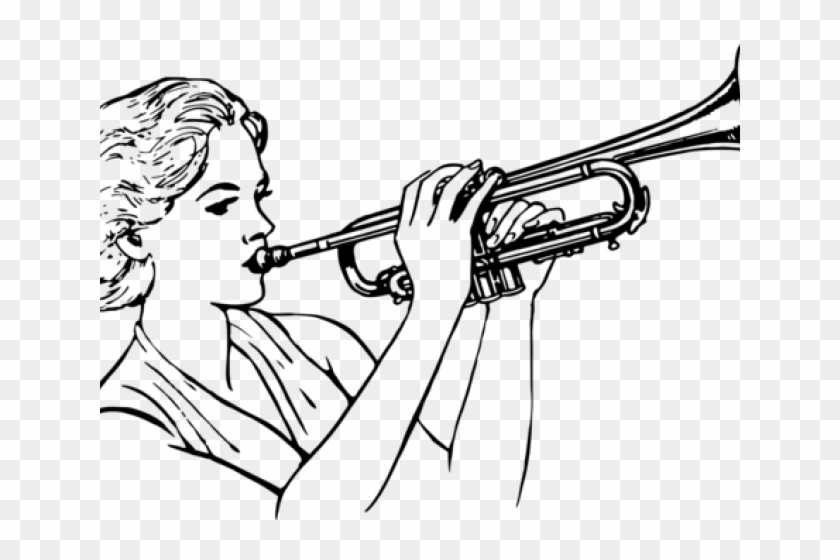 Trombone Clipart Wind Instrument - Trumpet Black And White Clipart #1613070