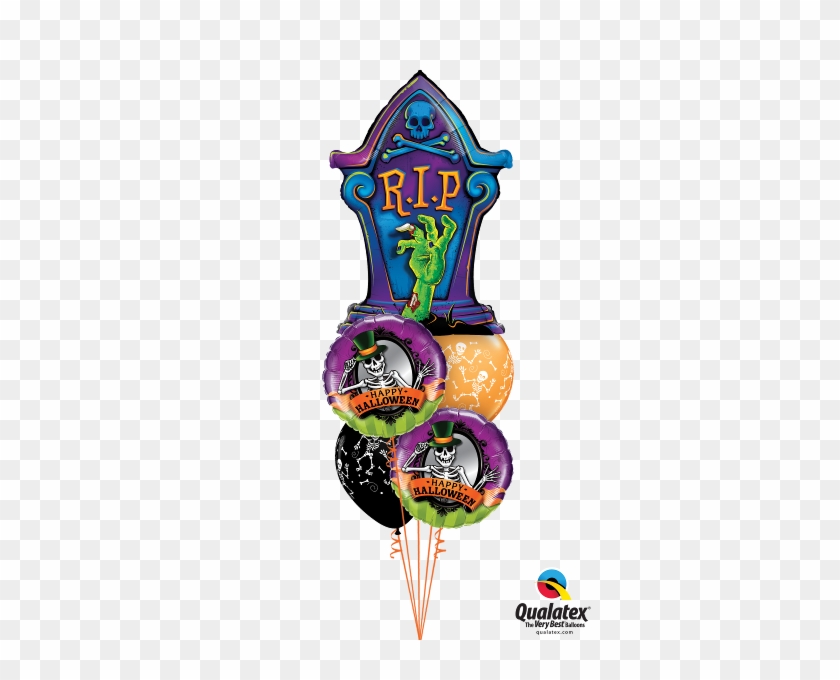 Party Ghoul Bouquet - Teddy Bear With Balloons Transparent Png #1613300
