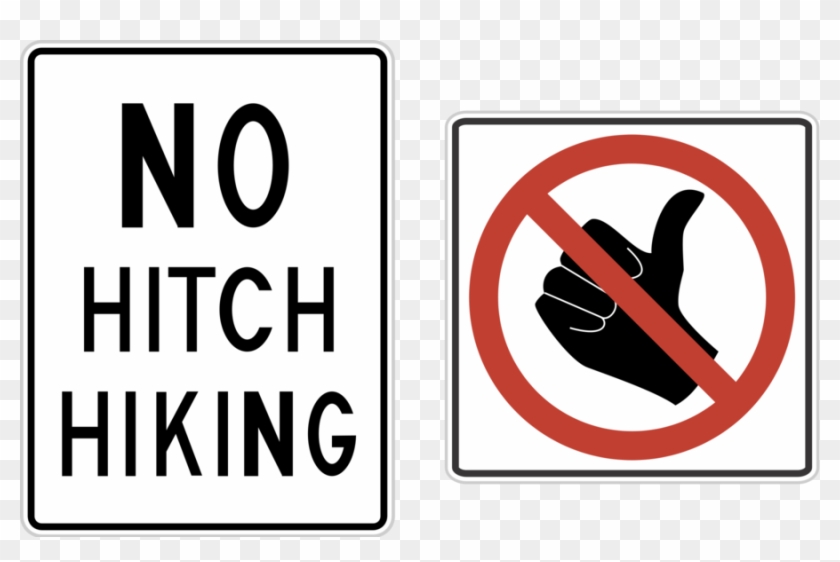 Thumbs Up Road Sign Clipart Hitchhiking Thumb Signal - No Hitchhiking Sign #1613917