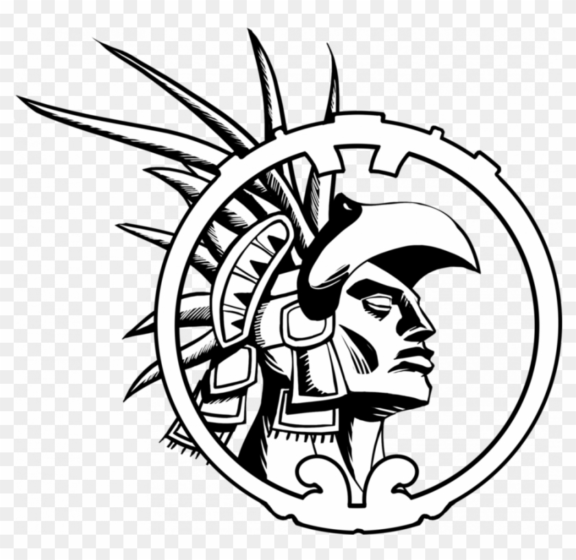 Aztec Warrior Black And White Clipart Aztec Empire - Easy Aztec Warrior Drawing #1614064