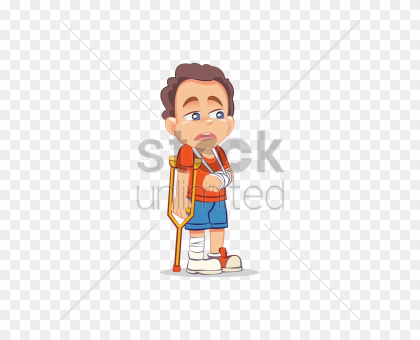 Injured Boy In Crutches Vector Image Stockunlimited - Sydney Tower Eye Drawing #1614478