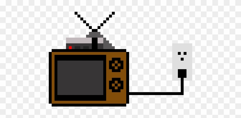 Old Tv W/ Nes Pluggued In Tha Wall - Android Logo Pixel #1614860