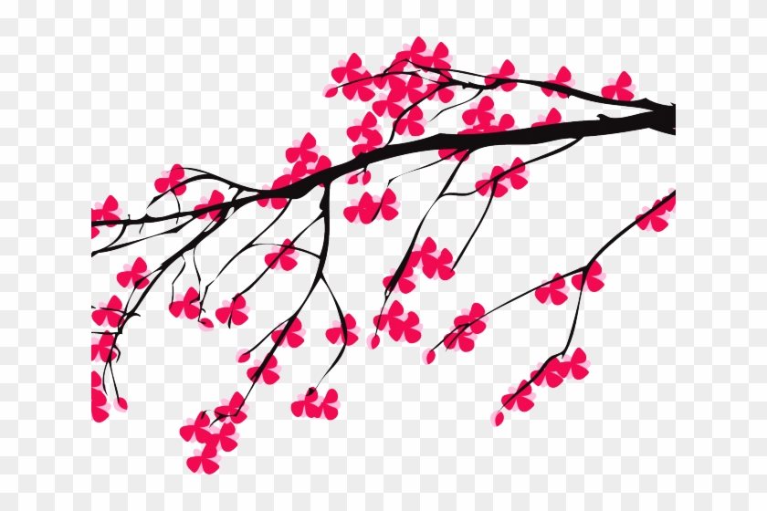 Cherry Blossom Clipart Corner - Cherry Blossom Tree Draw Vector #1615080