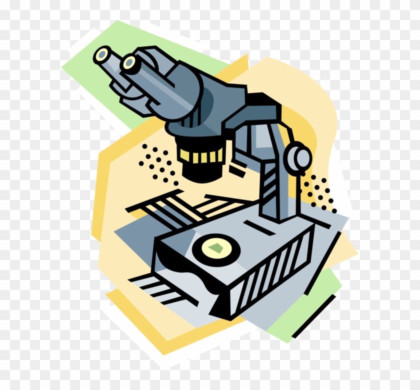 Vector Illustration Of Microscope Instrument Sees Objects - Microscopio Viendo Una Celula #1615247