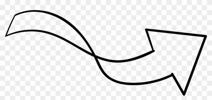 Right Arrow White Twist Tail Doodle - Line Art #1615359