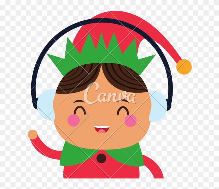 Santa Icons By Canva - Cartoon Elf Listening To Music #1615643