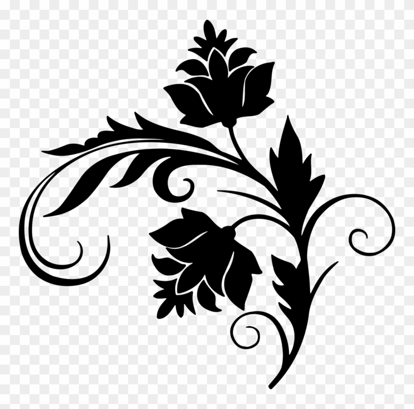 Drawing Flower Black And White Silhouette Leaf - Flower Black And White Png #1615692