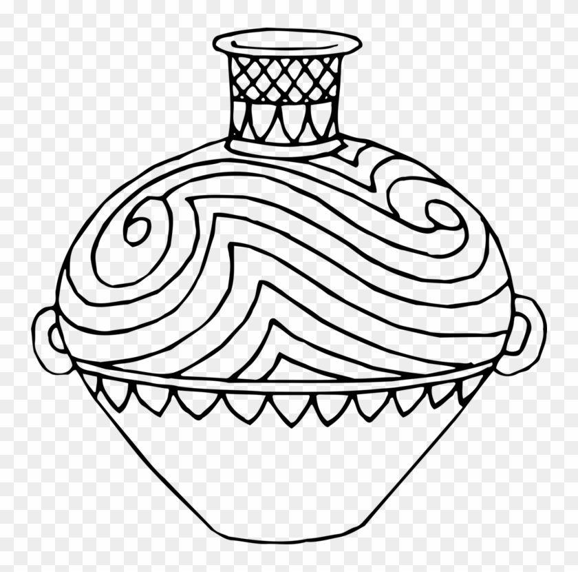 Line Art Drawing Black And White Vase Painting - Desene De Colorat Cu Ulcior #1616730