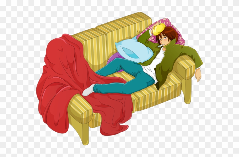 K Boy With High Fever Lying On The Sofa Get Well Soon, - Cartoon Sad Lying On Sofa #1616764